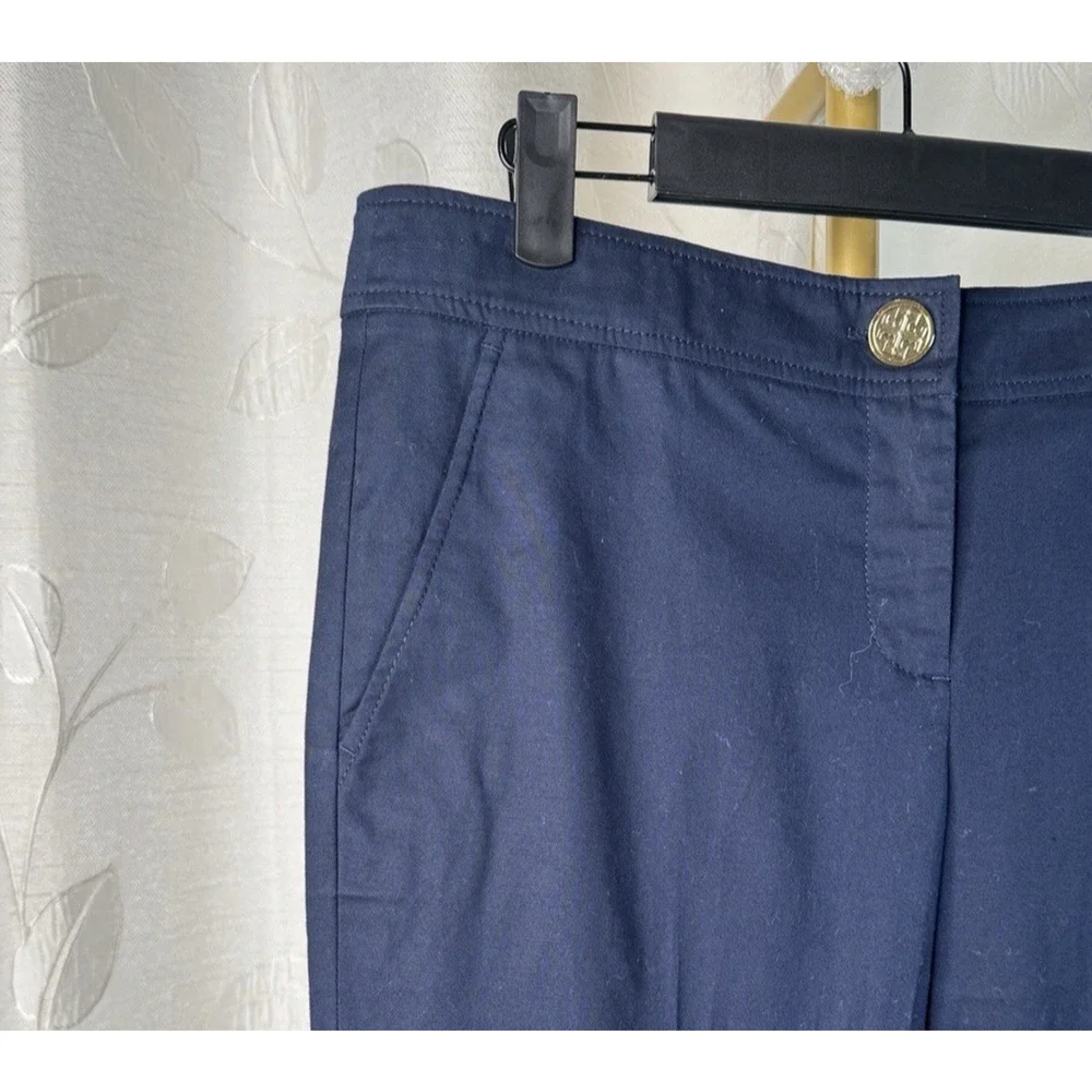 Tory Burch Trendy Straight Leg Cuffed Stretch Trousers, Size 8, NWT, MSRP $265